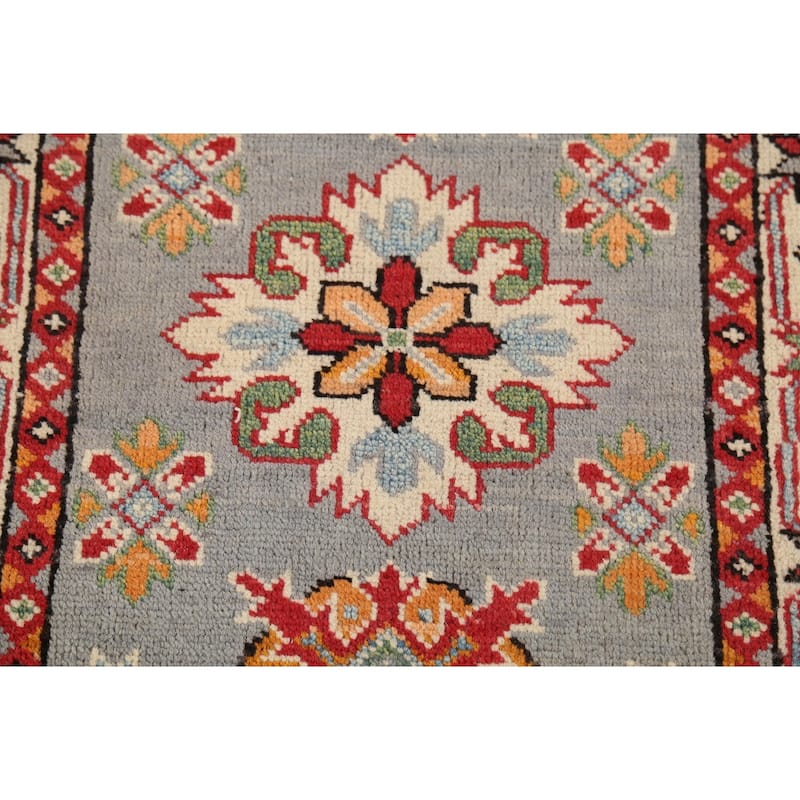 Geometric Kazak Accent Rug Hand-Knotted Traditional Wool Carpet - 2'1"x 2'10"
