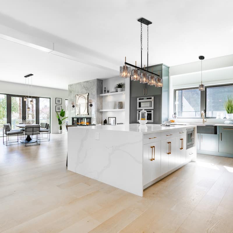 Kasy Modern 5-Light Linear Chandelier Textured Glass Kitchen Island Light Art Deco