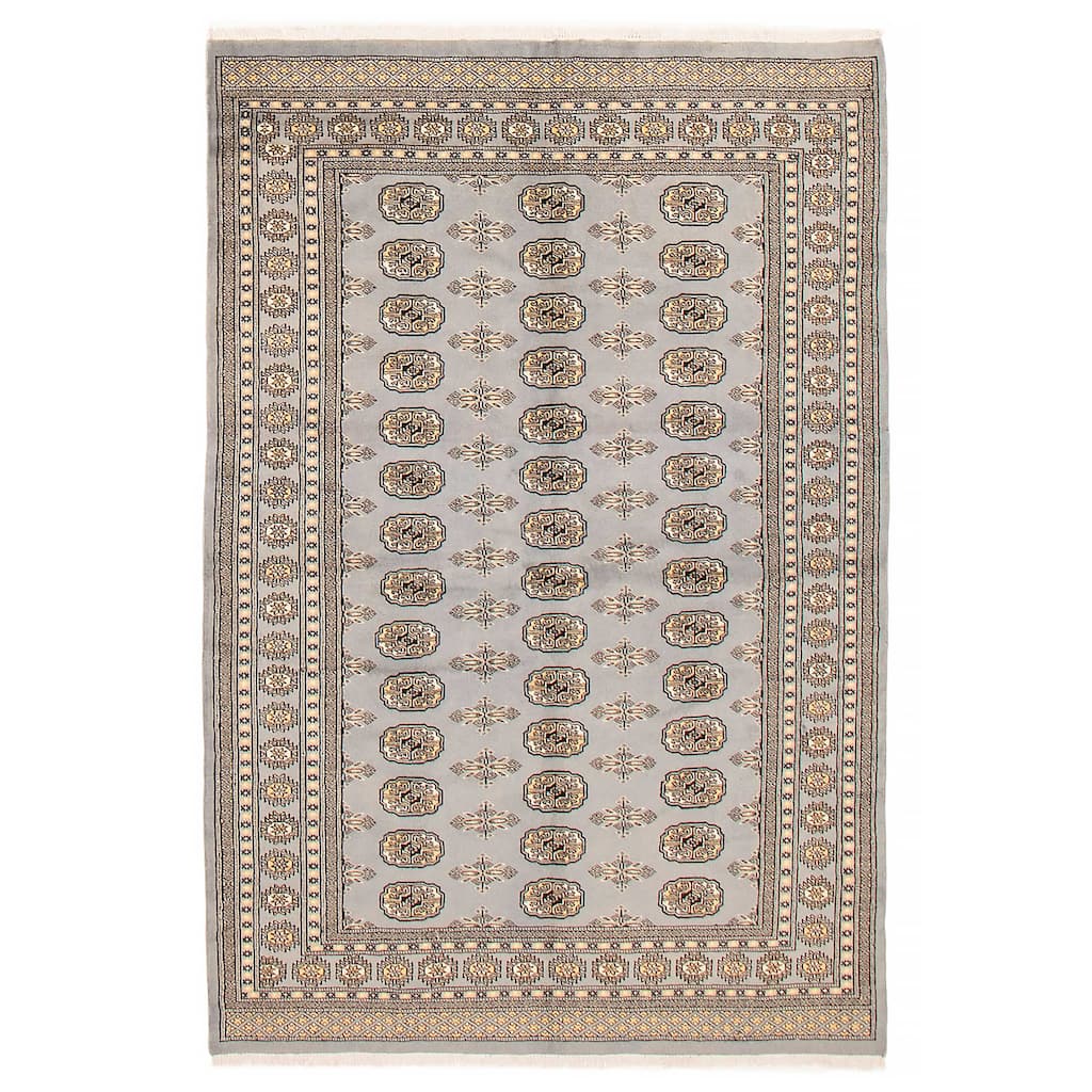 Finest Peshawar Bokhara Grey Rug 5'5" x 7'10" - 5'5 x 7'10