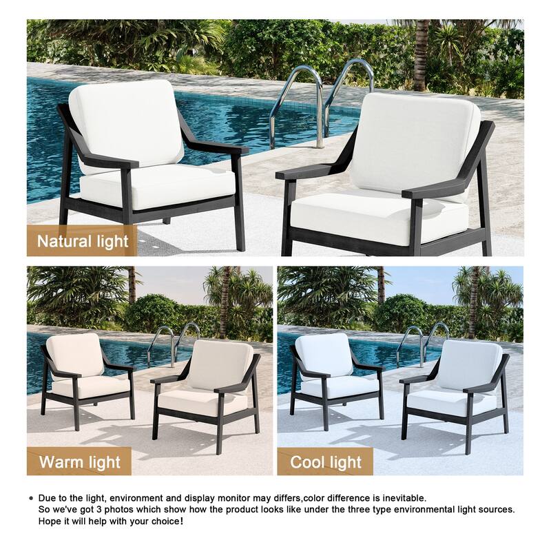 Outdoor Patio Club Chair Arm Lounge Cushion Chair (Set of 2)