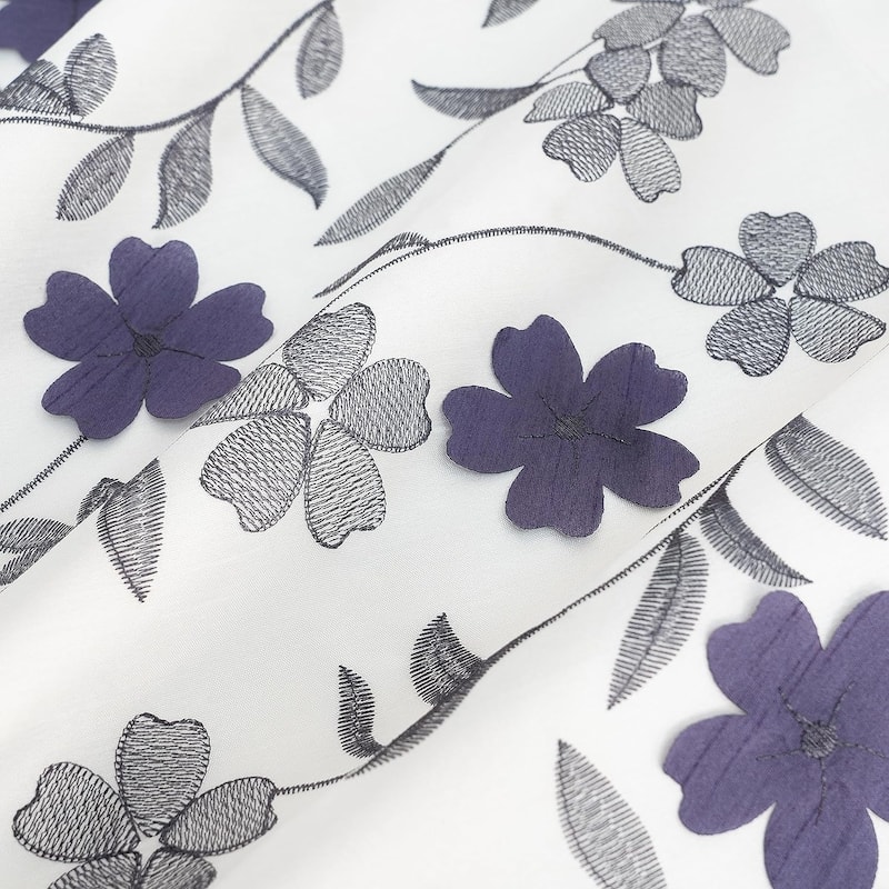 DriftAway Tie Up Curtains Floral Embroidered Balloon Isabella Roman Shades Rod Pocket