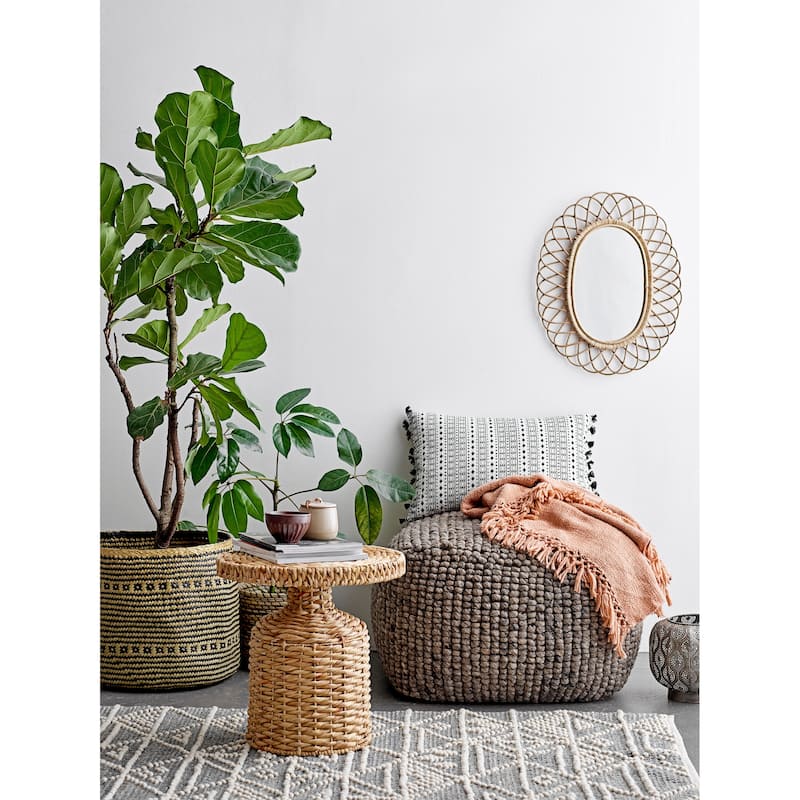 Oval Woven Bamboo Wall Mirror - Natural