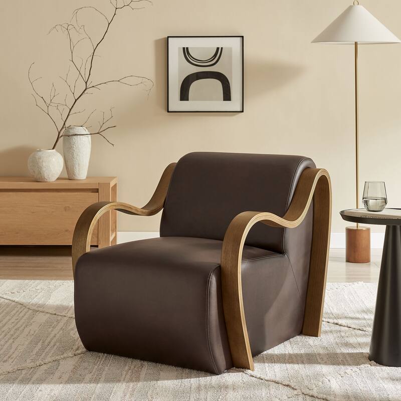 Atrium Vegan Leather Accent Armchair - Expresso