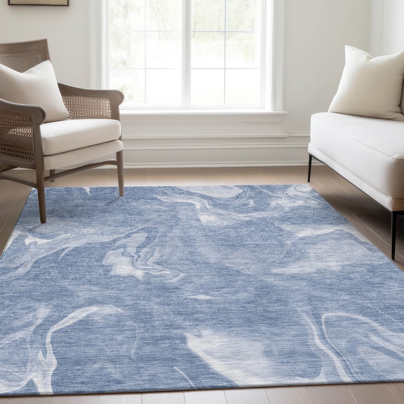Machine Washable Indoor/ Outdoor Chantille Abstract Motion Rug