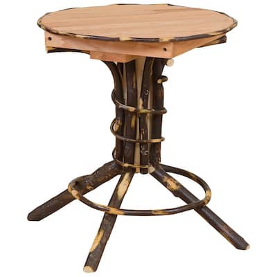Hickory Log Pedestal Round End Table