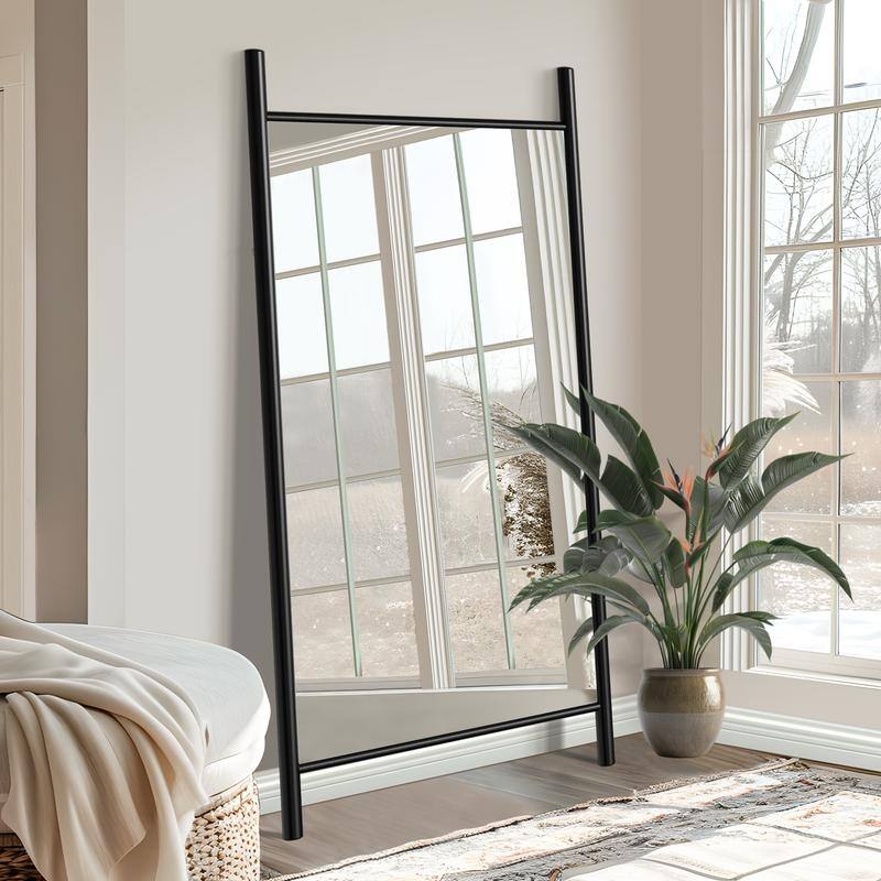 Ladder-Style Arched Solid Wood Framed Full Length Leaning Mirror