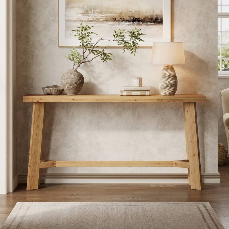 63-Inch Solid Wood Console Table for Living Room