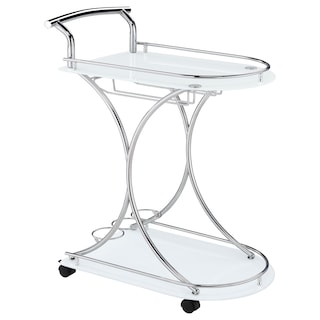 Elfman White and Chrome 2-tier Glass Shelf Metal Bar Cart