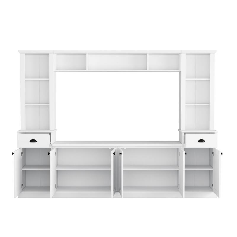 Minimalist Entertainment Wall Unit Set with Bridge for TVs Up to 75'',Adjustable Shelves