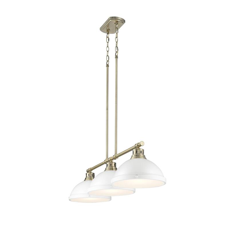 Yep by Golden Lighting Duncan 3-light Island Light in Aged Brass and Matte White shade