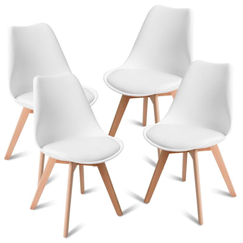 Modern Dining Chair Set of 4 with Soft Padded Seats and Solid Wood Legs for Home or Cafe - 19" x 20.5" x 33" ( W x D x H )