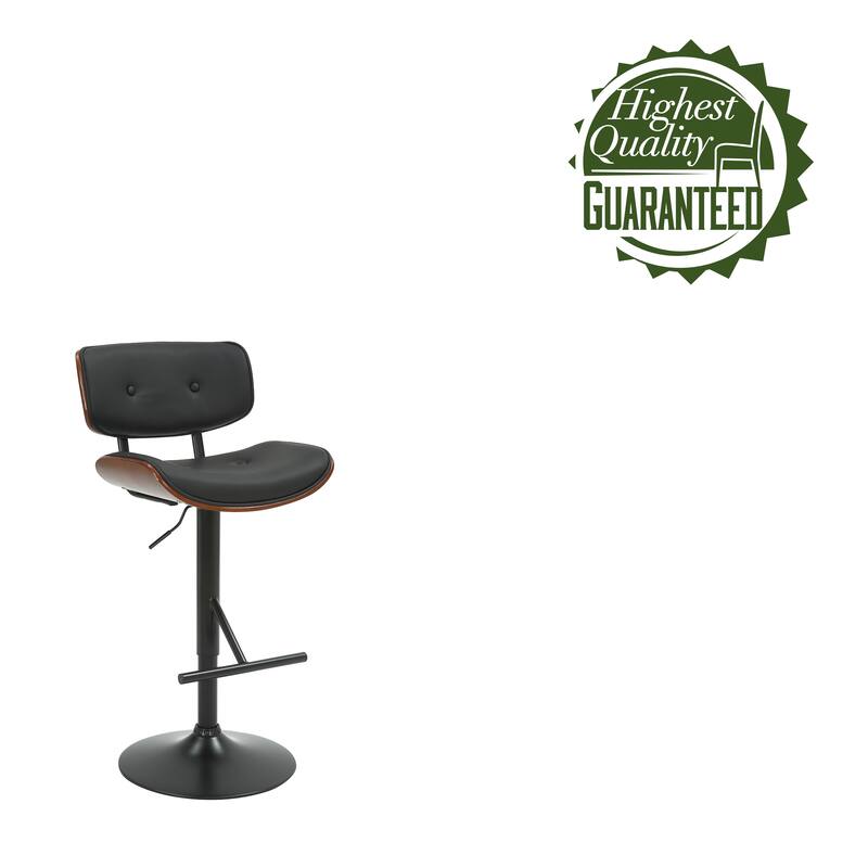 Porthos Home Cian Swivel Height Adjustable Faux Leather Mid-Century Bar Stool