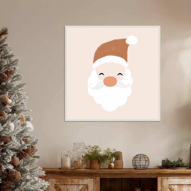Santa by Orara Studio Framed Canvas Wall Art Print - Sylvie Beaded White