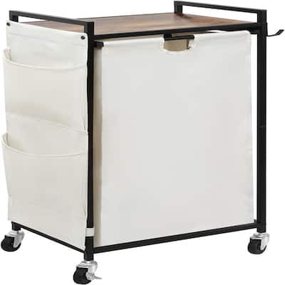 Laundry Hamper with Wheels and Shelf - 16.9"L x 13"W x 32.7"H