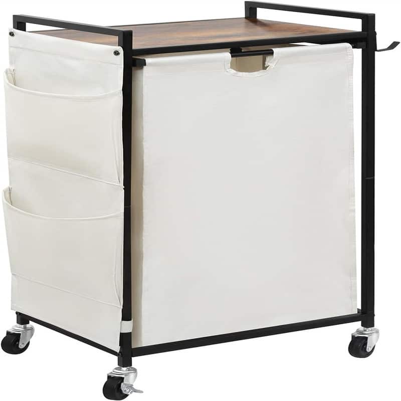 Laundry Hamper with Wheels and Shelf - 16.9"L x 13"W x 32.7"H