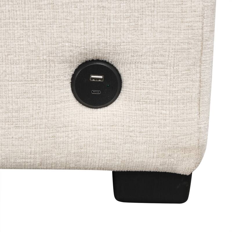 108.7" Chenille U-Shaped Sectional Sofa Bed with USB Charging and Cup Holders