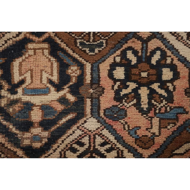 Garden Design Brown Bakhtiari Persian Vintage Rug Handmade Wool Carpet - 6'7"x 9'7"