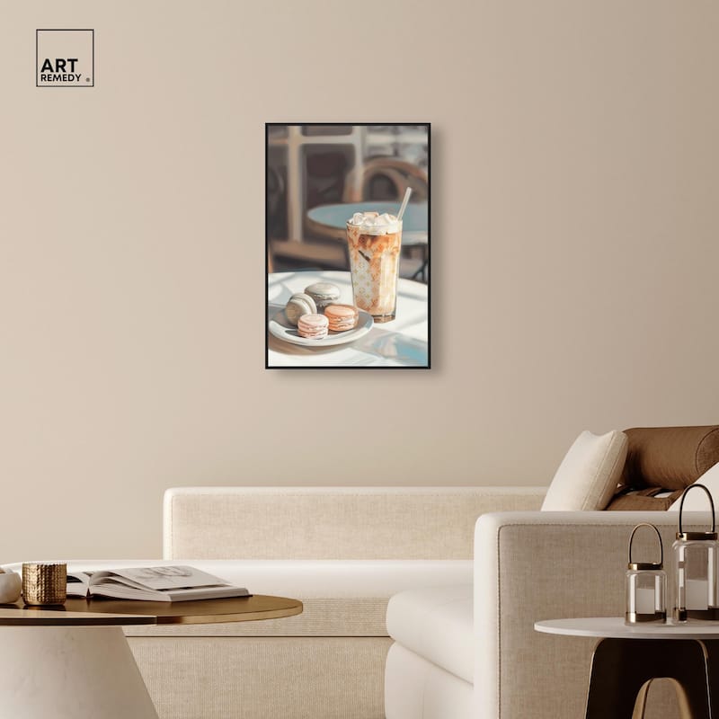 Glam Iced Coffee and Macarons Canvas by Art Remedy
