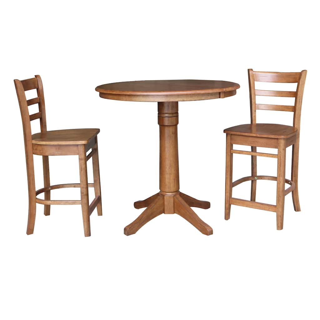 36" Round Extension Dining Table with 2 Stools