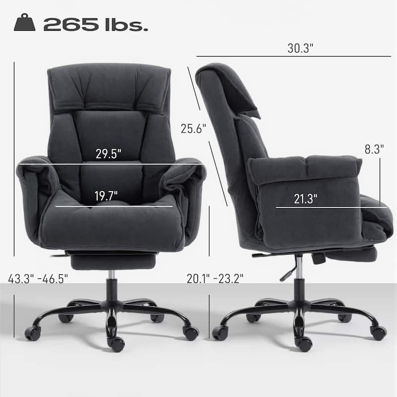 HOMCOM Executive Office Chair with Footrest, Reclining Swivel Computer Chair with High Back, Thick Cushion,Adjustable Height