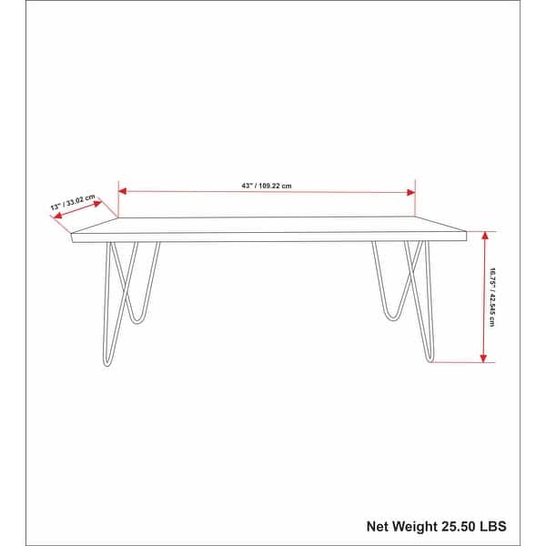 WYNDENHALL Emanuel SOLID MANGO WOOD 42 inch Wide Industrial Contemporary Bench in Natural - 12.8" d x 42.3" w x 16.7" h