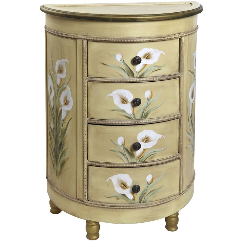 31.75" Antique Calla Lily Floral Art Accessory Table Cabinet