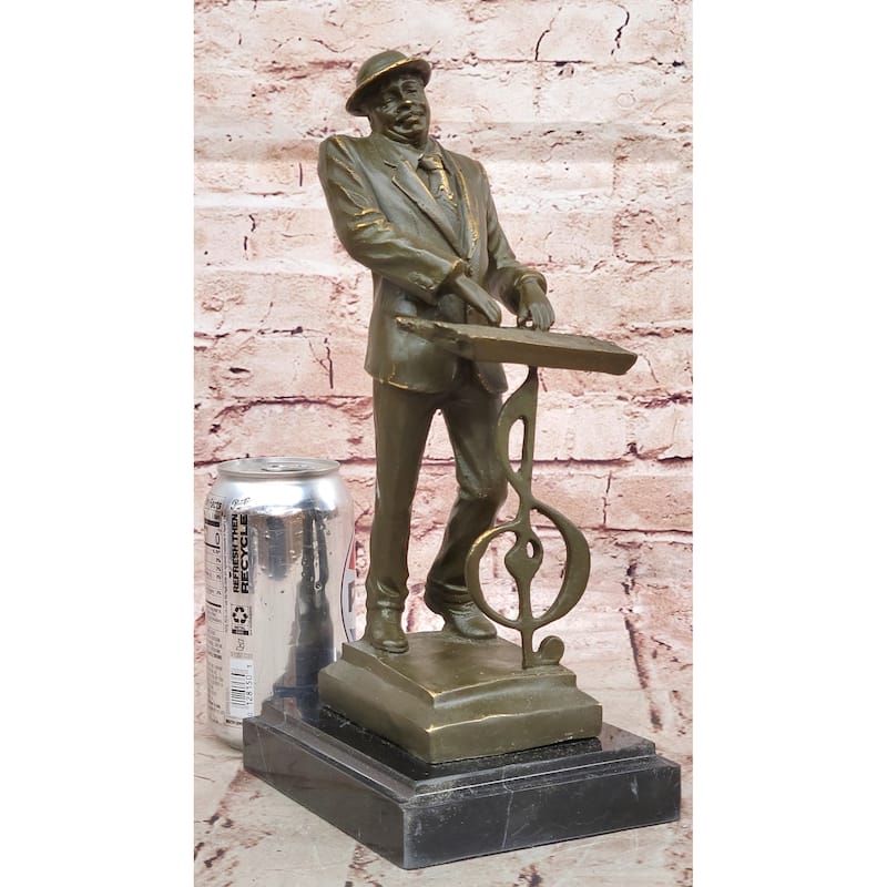 Music Conductor Bronze Sculpture With Treble Clef - Clical Jazz Musician Art