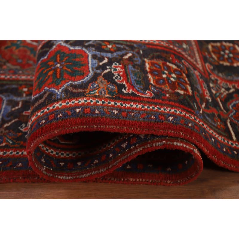 Hand Knotted Oriental 100% Wool Carpet Traditional Floral Red Heriz Area Rug - 13' 8'' X 9' 9''