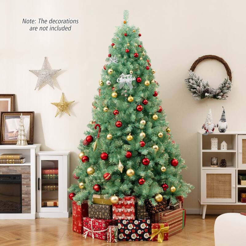 Gymax 7.5 FT Pre-Lit Tinsel Christmas Tree Artificial Xmas Tree w/