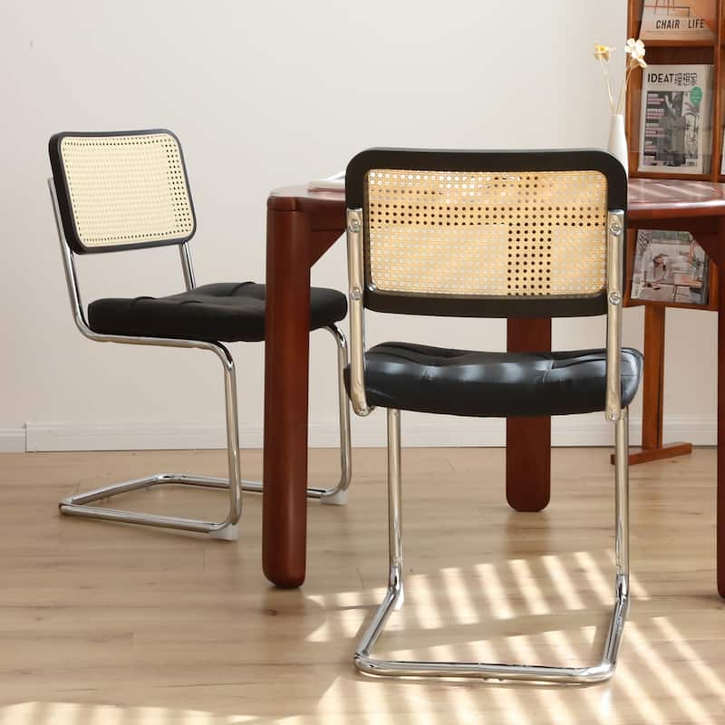 Dining Chairs Set of 2 with Chrome Legs - Black
