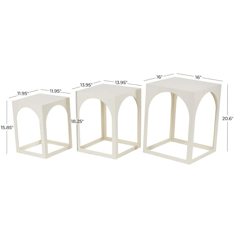 Metal Nested Accent Table with Arched Cutouts - Set of 3 White or Black - Roche River Decor