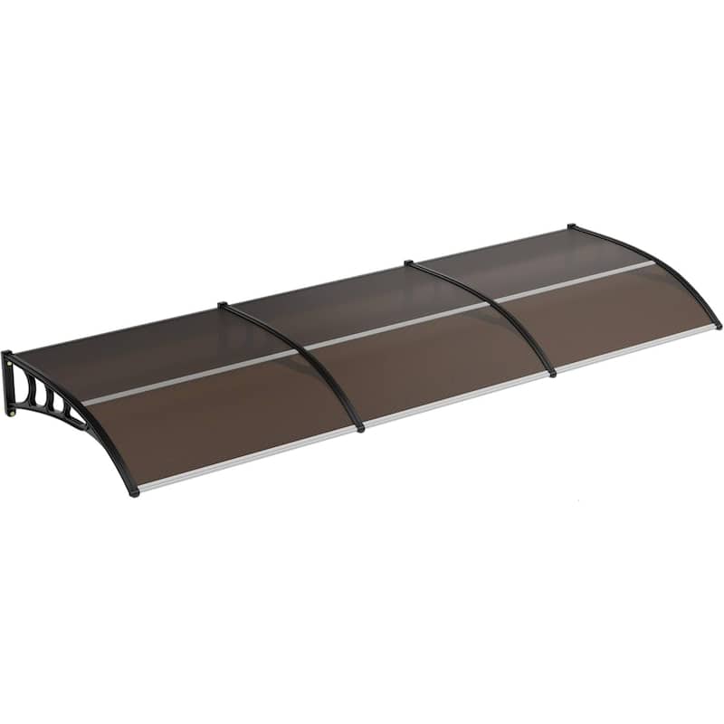 40"x120" Window Awning Canopy Exterior, Polycarbonate Cover, for Door Entrance - N/A - Brown