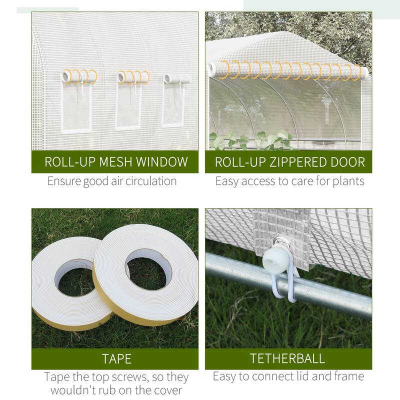 Outsunny Freestanding High Tunnel Walk-In Garden Greenhouse Kit