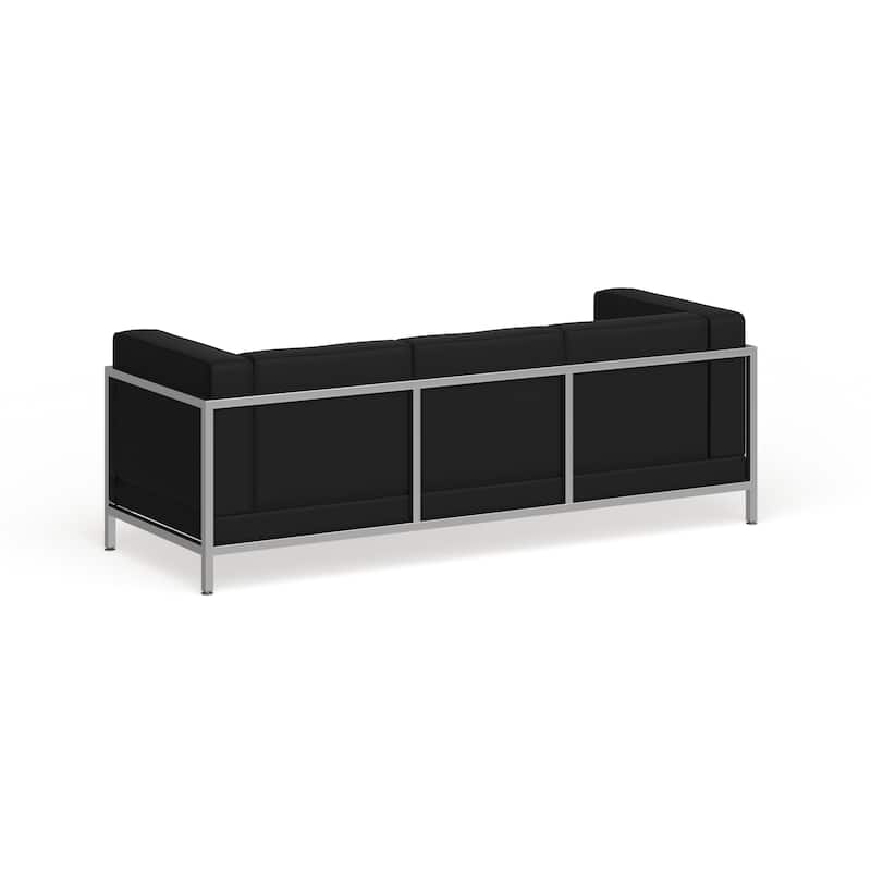 LeatherSoft Modular Sofa with Quilted Tufted Seat and Encasing Frame - 79"W x 28.75"D x 27.25"H