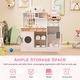 preview thumbnail 17 of 30, Costway Kids Kitchen Set Wooden Kitchen Playset with Clock, Microwave, - See Details