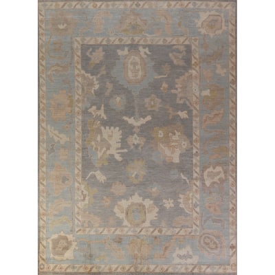 Hand Knotted Oriental 100% Wool Carpet Transitional All-Over Greys & Charcoal Oushak Area Rug - 11' 8'' X 8' 6''