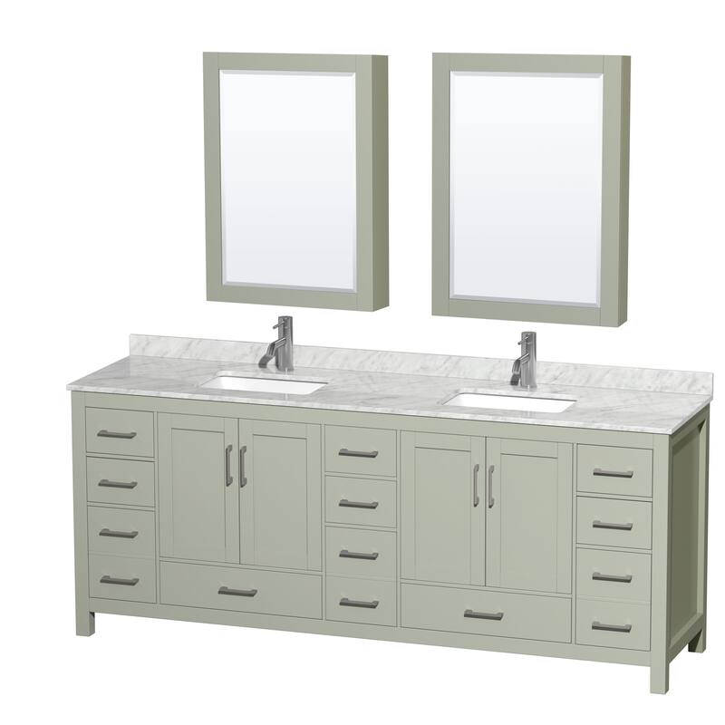 Wyndham Collection WCS141484DUNSMED Sheffield 84" Free Standing Double - Light Green / Brushed Nickel Hardware - Painted