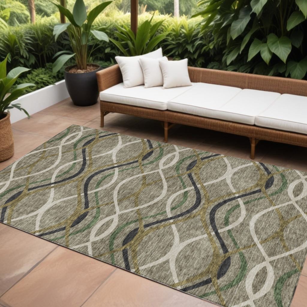 HomeRoots Abstract Transitional Rectangle Outdoor Rug