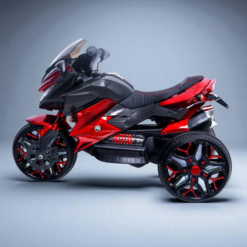 Battery Powered Kids 12V Motorcycle, Ride-On Toy with Lighting Wheels, Music, Training Wheels, and Manual Throttle