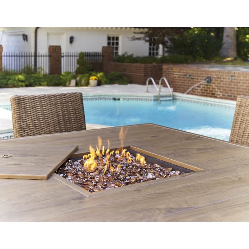 Signature Design by Ashley Walton Bridge Brown 7-Piece Outdoor Package - 55.75" W x 55.75" D x 39.13" H