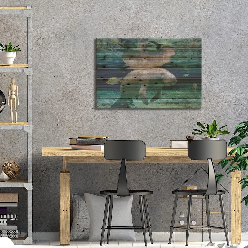 Florida Manatee Print On Wood by Eric Fisher - Multi-Color