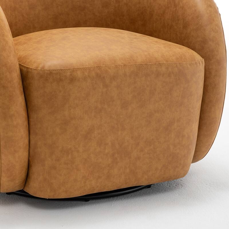 SEYNAR Modern Glam PU Leather 360 Degree Swivel Accent Armchair Set of 2
