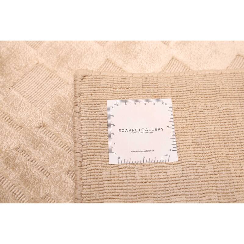 ECARPETGALLERY Hand Loomed Loreto Cream Viscose Rug - 5'5 x 8'0