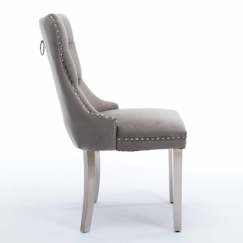High-end Tufted Contemporary Upholstered Dining Chair - Gray