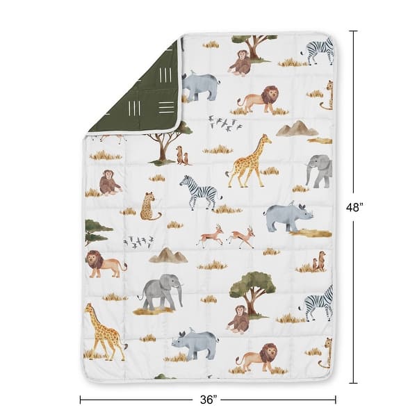Sweet Jojo Designs Jungle Animals Boy Girl Unisex Gender Neutral Toddler Weighted Blanket 5lbs for Kids Boho Elephant Mud Cloth