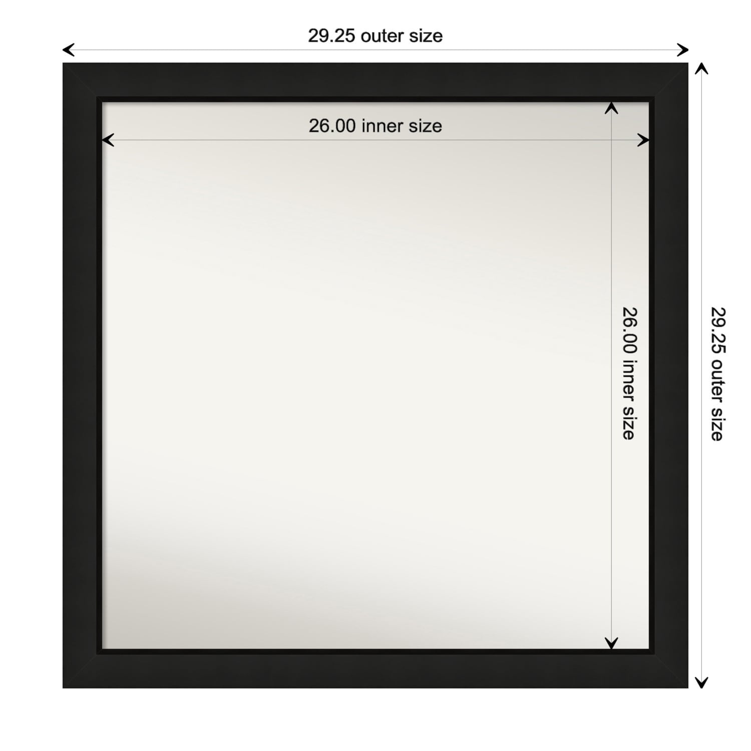 Midnight Black Narrow Non-Beveled Wood Framed Bathroom Vanity Wall Mirror - Midnight Black Narrow