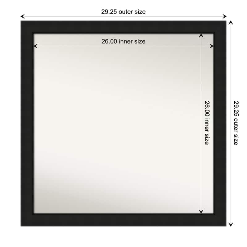 Midnight Black Narrow Non-Beveled Wood Framed Bathroom Vanity Wall Mirror - Midnight Black Narrow - Glass Size 26x26