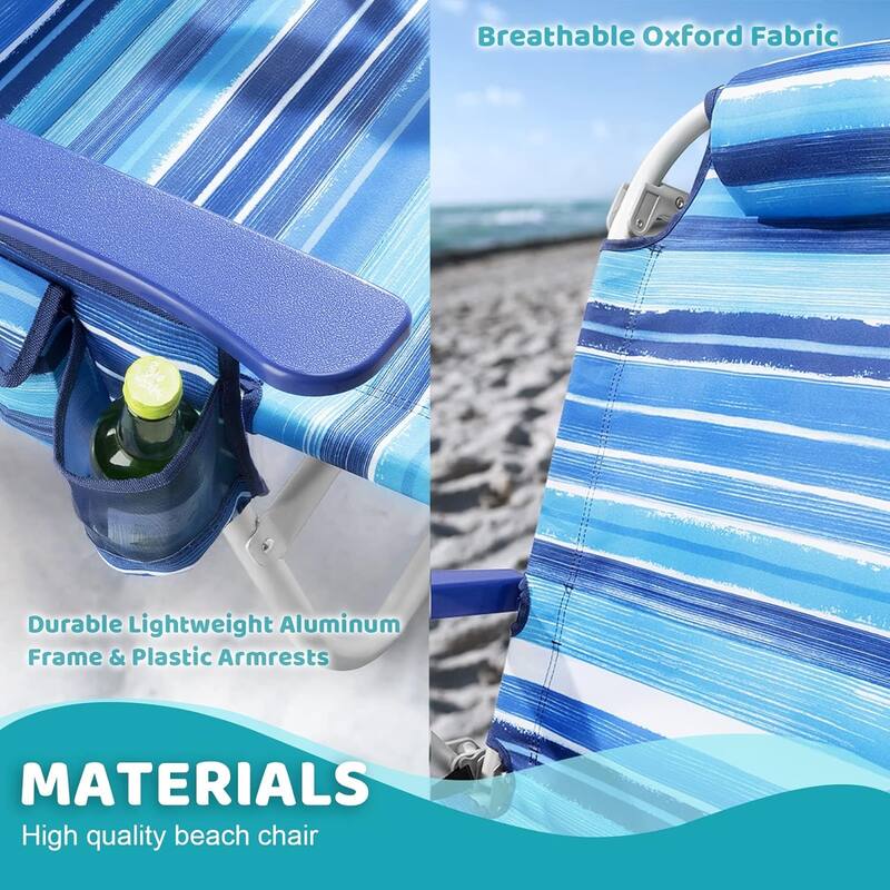 BOSSIN Backpack Beach Chairs for Adults,Adjustable high Beach Lounge Chairs with Towel Rack for Outdoor,Travel