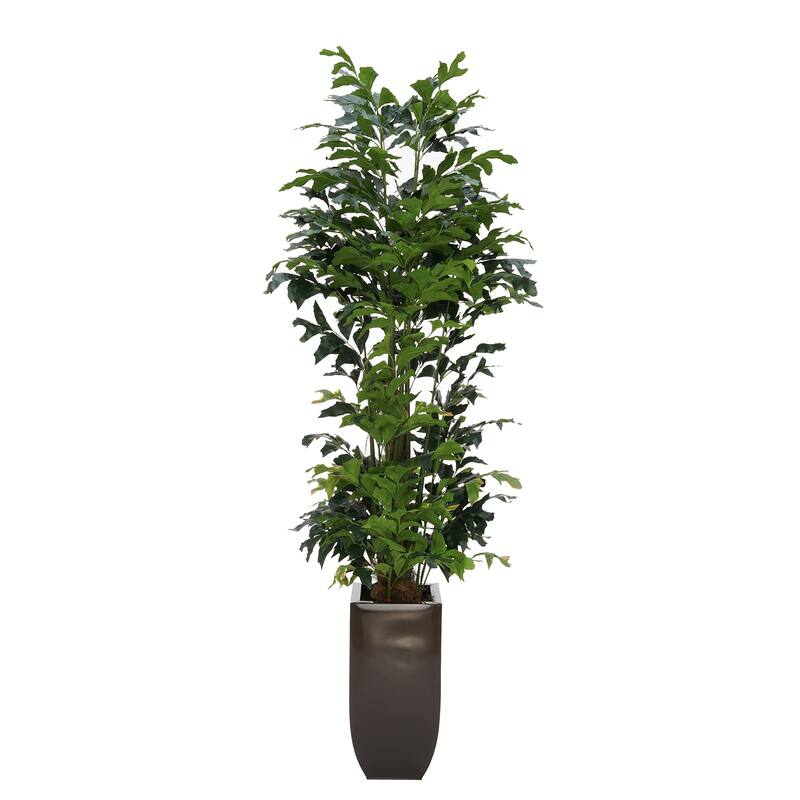 Faux 8ft Fishtail Palm Tree in Zinc Planter