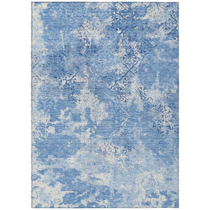 Machine Washable Indoor/ Outdoor Chantille Distressed Traditional Rug